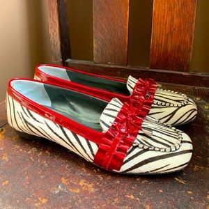 Vaneli Loafers - Zebra stripe AND Red Patent Leather
